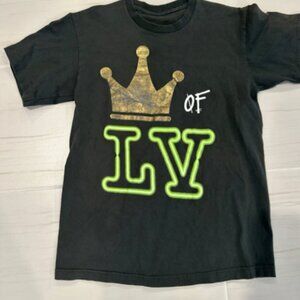 King of LV Golden Neon Outline Black Cotton Tee